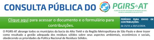 CONSULTA PÚBLICA DO PGIRS-AT | Alto Tietê